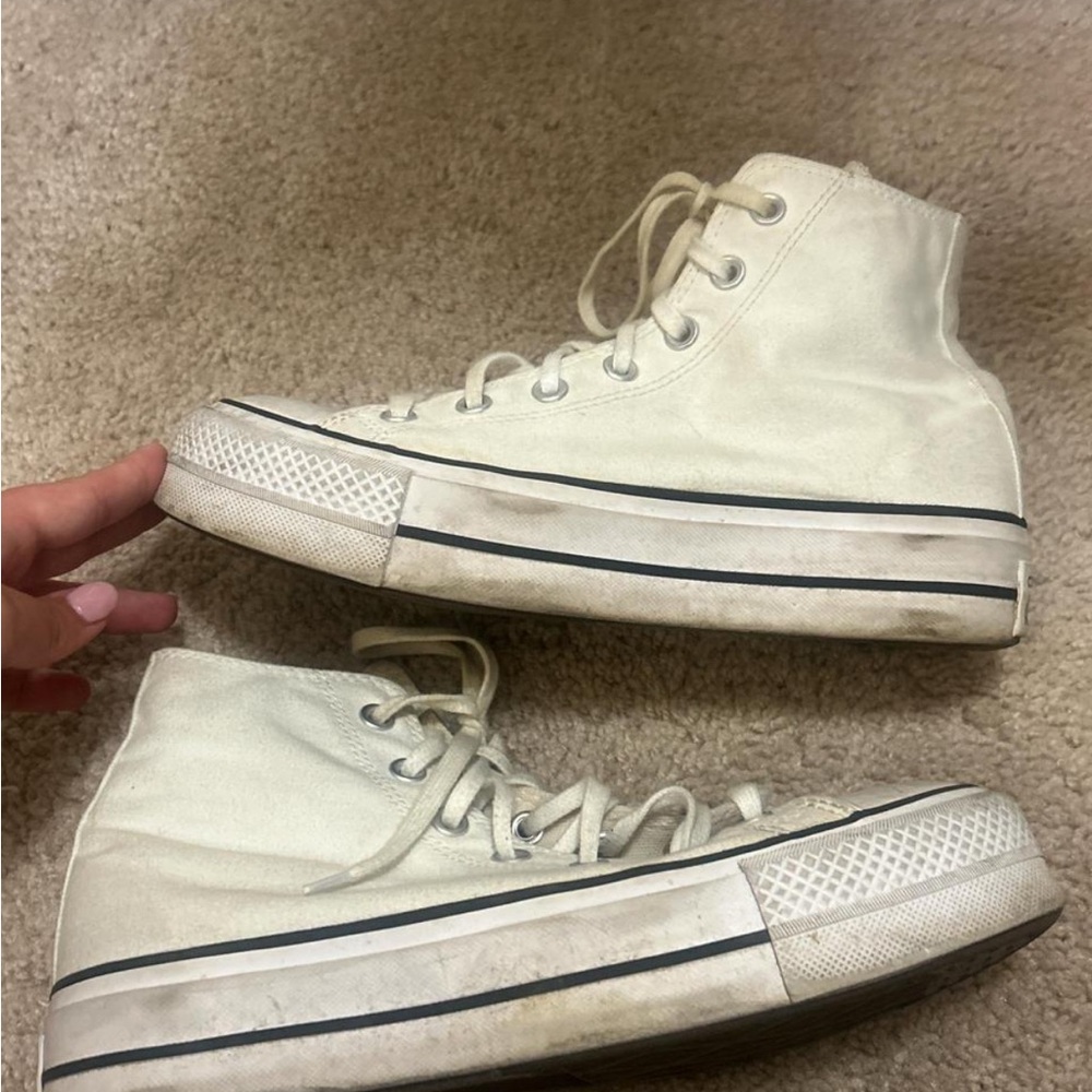 Classic White High-Top Platform Sneakers